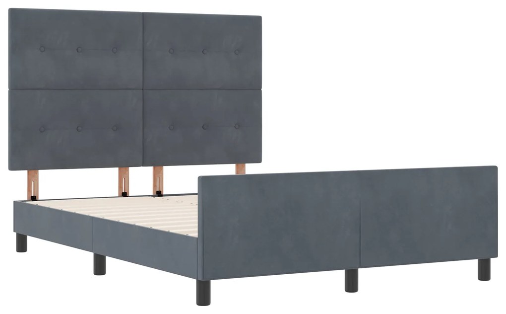 Cama vidaXL Cinza Escuro 160x200 cm Veludo