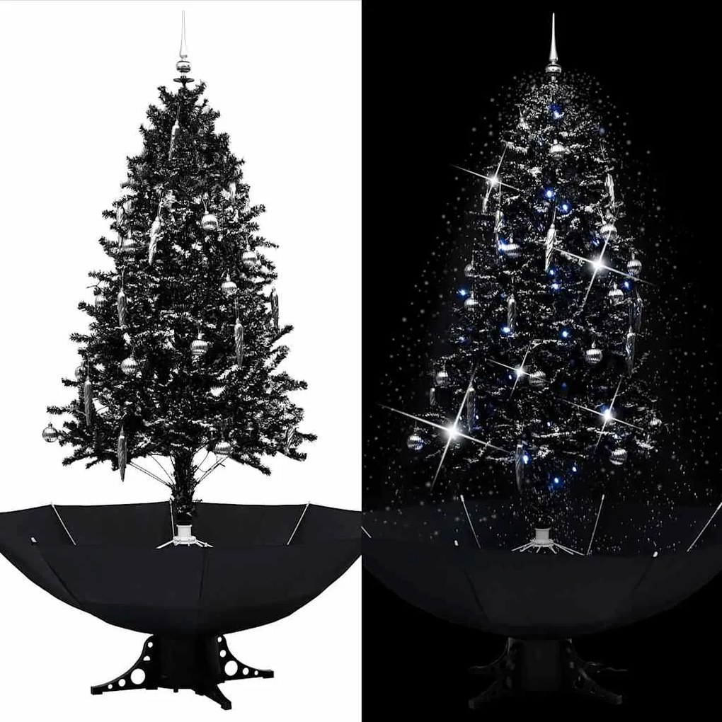 Árvore Natal c/ neve base formato guarda-chuva 190 cm PVC preto