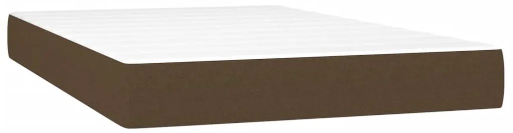 Cama box spring c/ colchão/LED 120x190cm tecido castanho-escuro