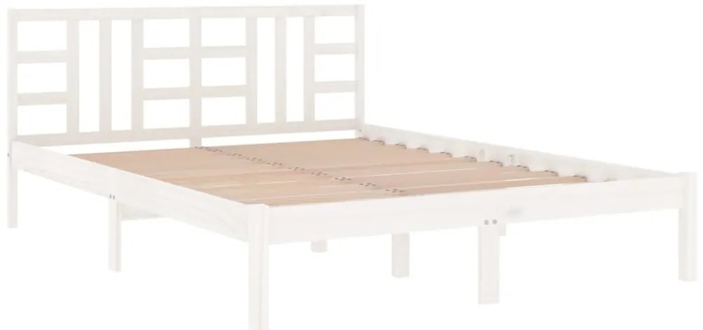 Estrutura de cama casal 135x190 cm madeira maciça branco