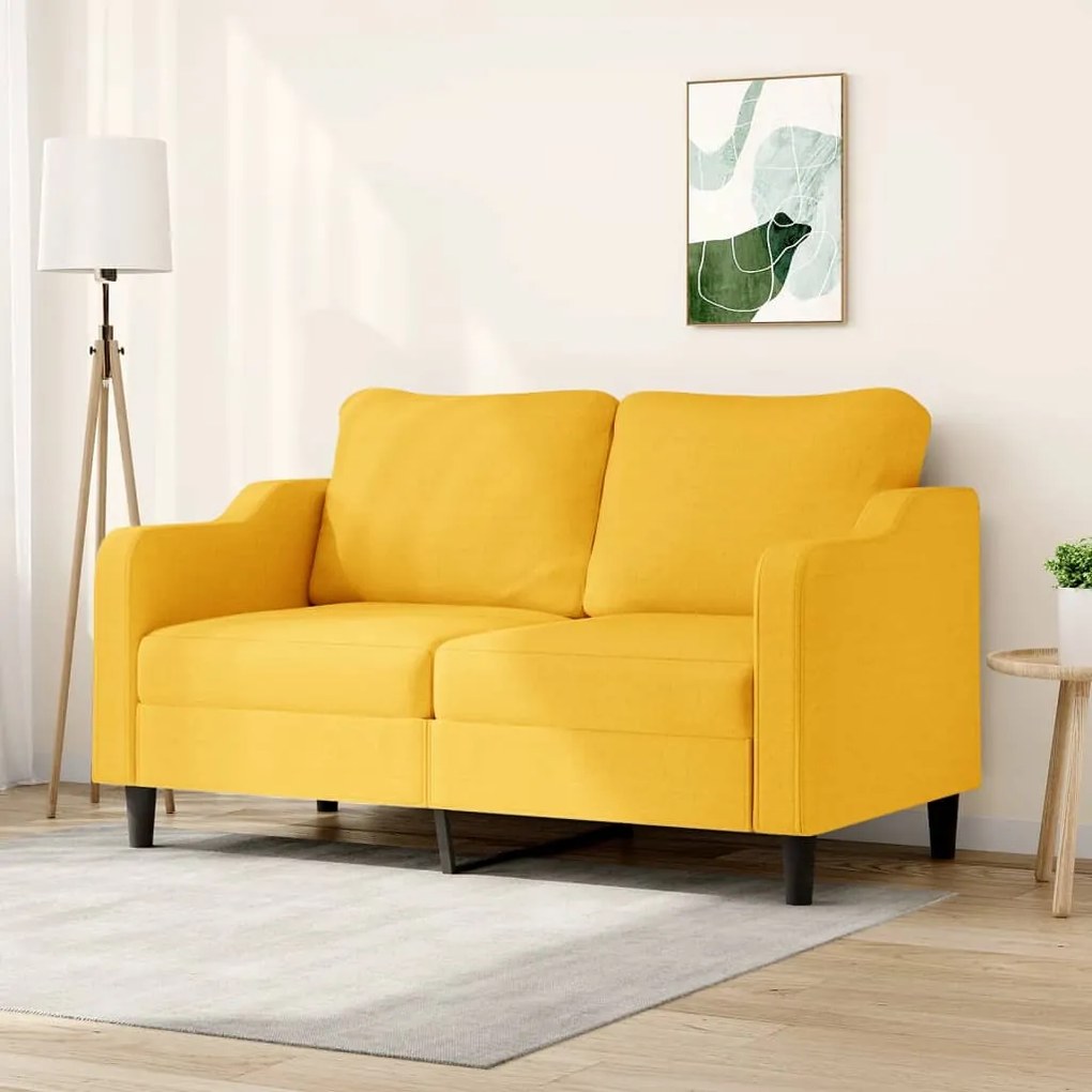 Sofá de 2 lugares 140 cm tecido amarelo-claro