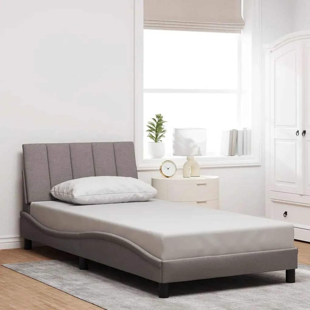 vidaXL Estrutura de cama sem colchão Hanko 100x200 cm tecido cinza-acastanhado