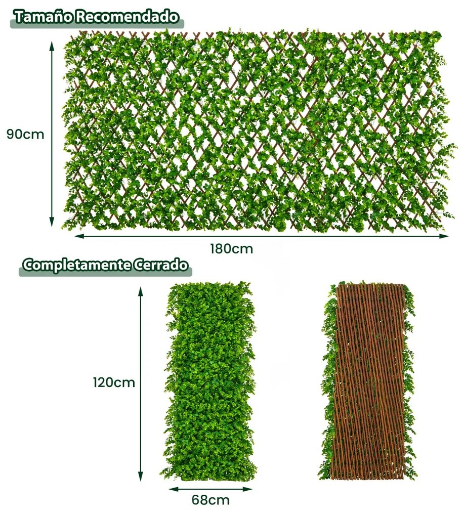 Painel de sebe de hera artificial privacidade 180 x 90 cm para varanda, jardim verde