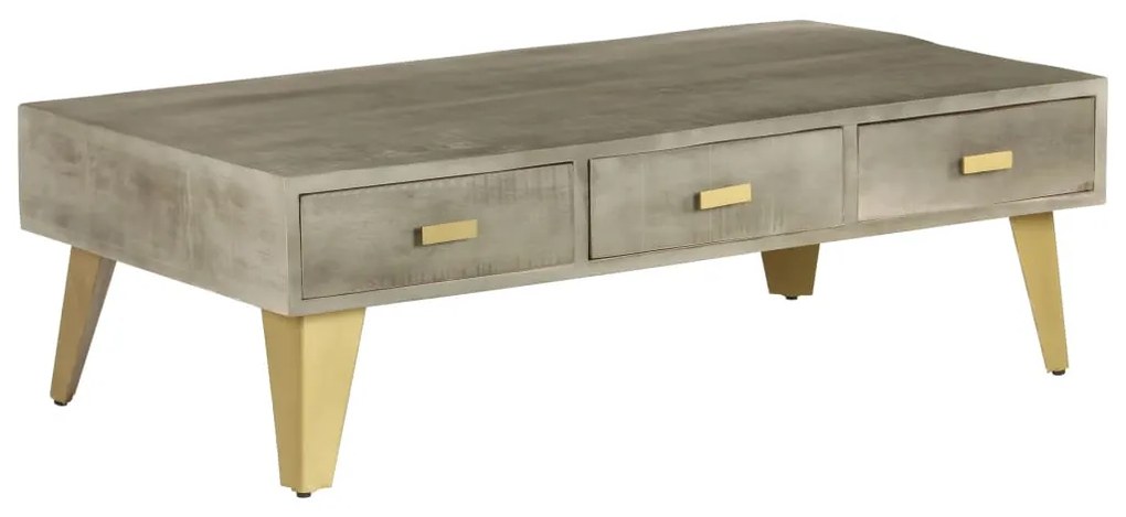 Mesa de centro 110x60x35 cm mangueira maciça cinza e bronze