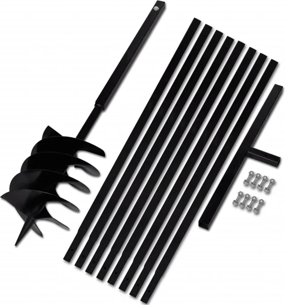 Broca de solo manual 200 mm com tubo de prolongamento 9 mm aço