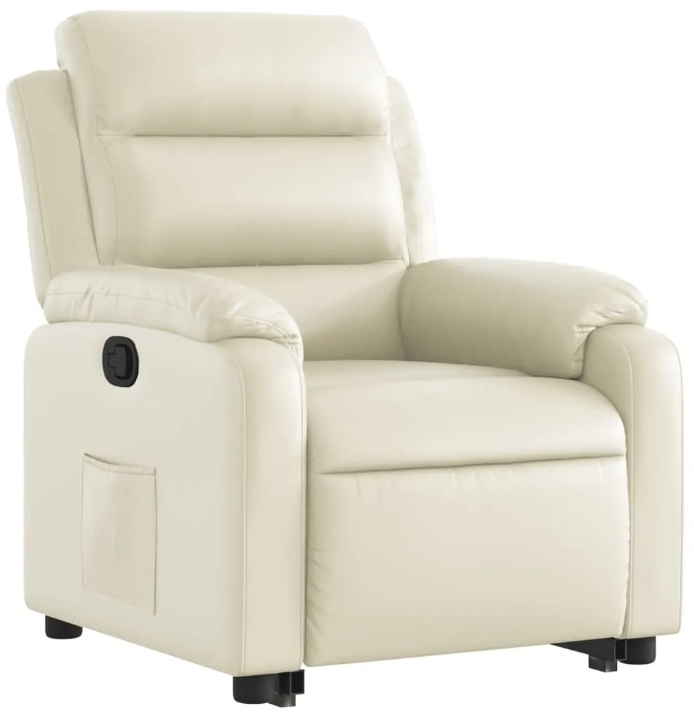 Poltrona reclinável elevatória couro artificial cor creme