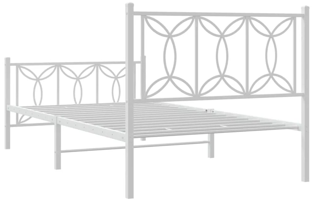 Estrutura de cama com cabeceira e pés 107x203 cm metal branco