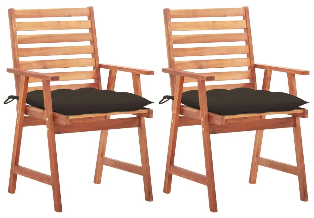 vidaXL Cadeiras de jantar p/ jardim 2 pcs c/ almofadões acácia maciça