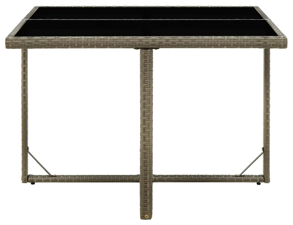 Mesa de jardim 109x107x74 cm vime PE e vidro cinzento
