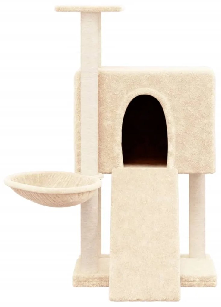 Árvore para gatos c/ postes arranhadores sisal 96 cm cor creme