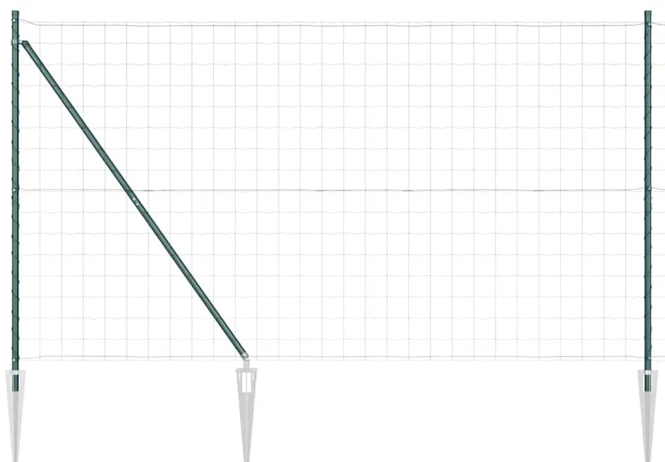 Cerca Euro da com 7 postes em espeto, 1,6 x 10m, aço galvanizado verde
