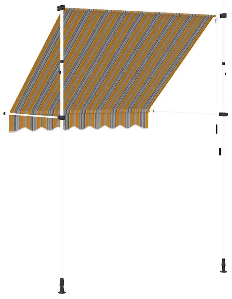 Toldo retrátil manual 200 cm riscas amarelas e azuis
