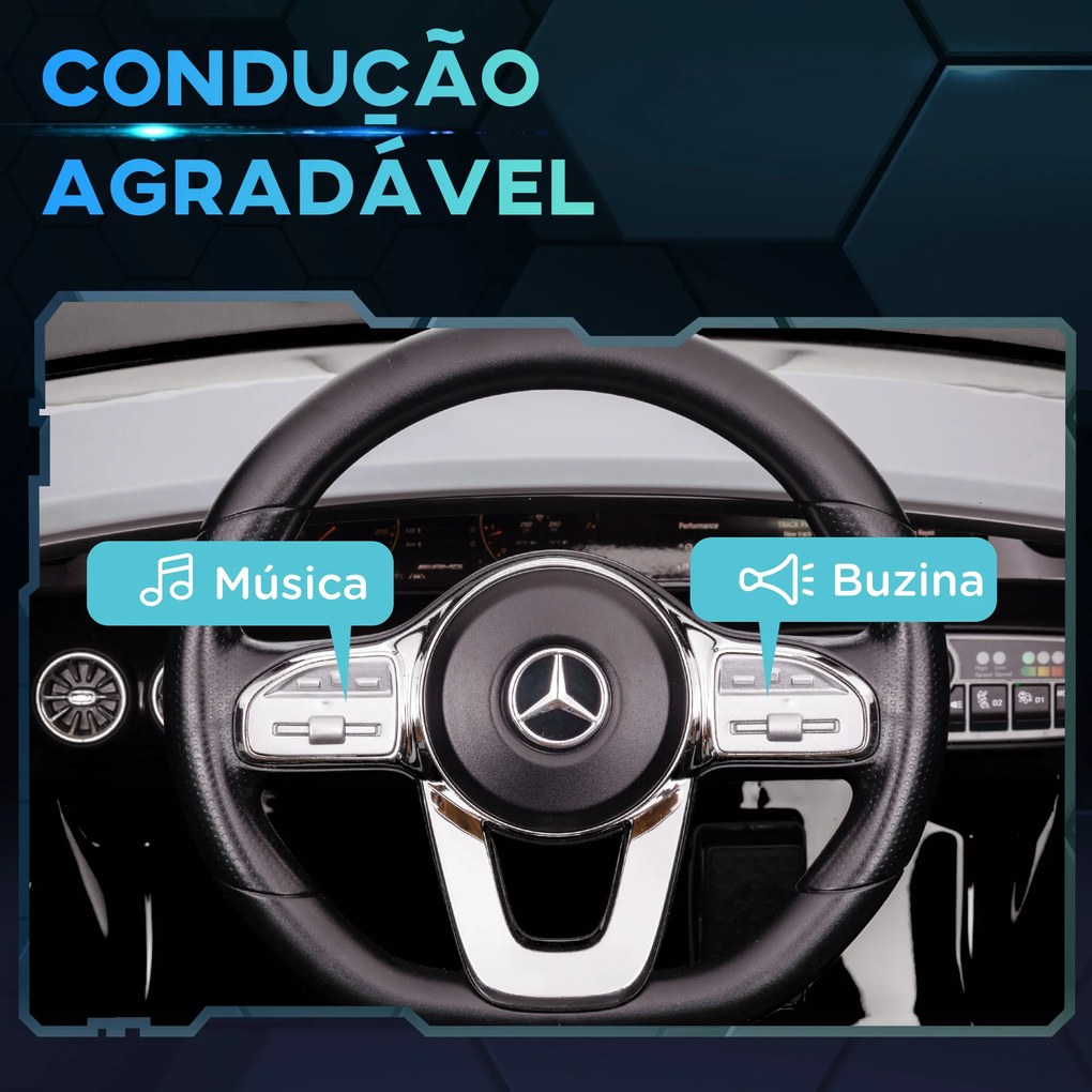 Carro Elétrico para Crianças Carro Mercedes AMG CLA 45 com Bateria 12V  Faróis LED Buzina e Música 110x61x45 cm Preto