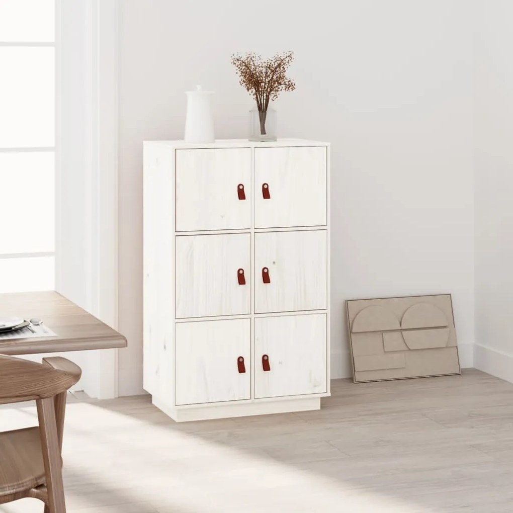 vidaXL Aparador alto 67x40x108,5 cm pinho maciço branco