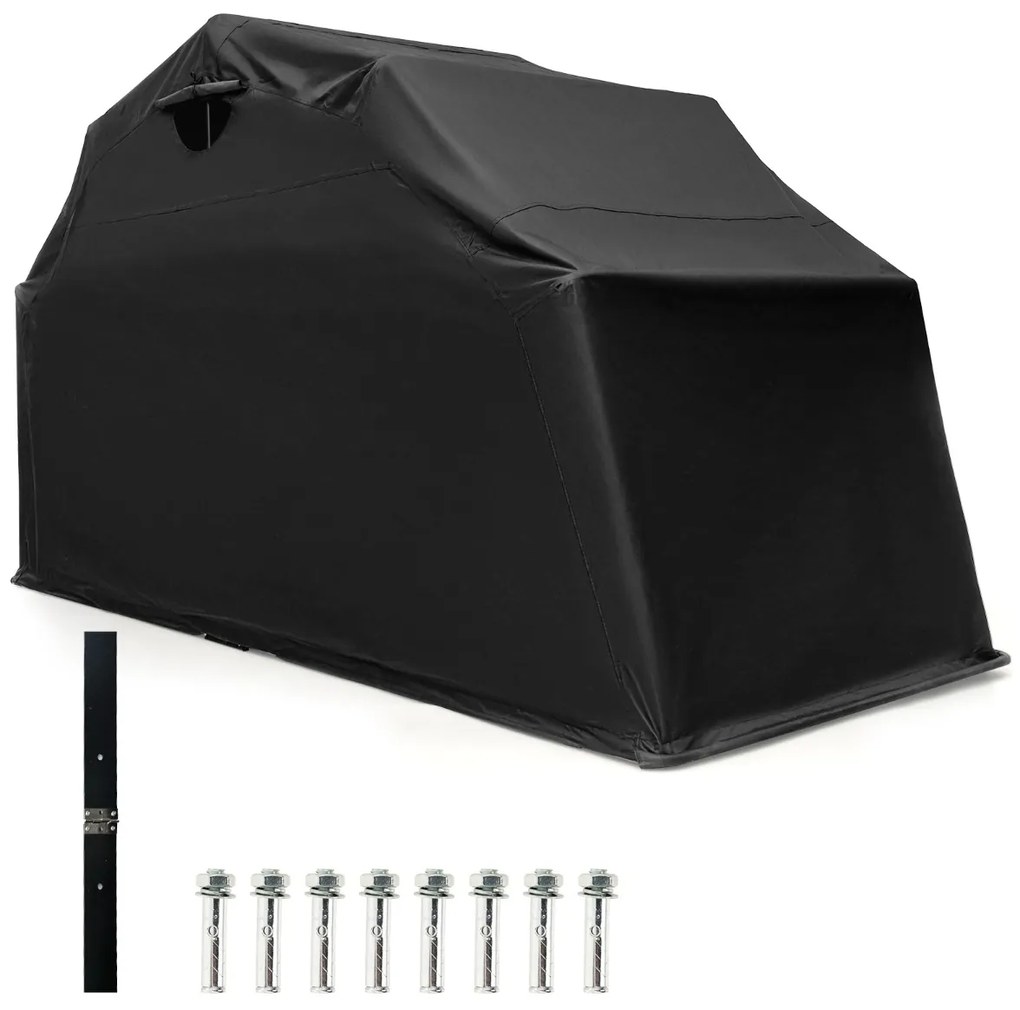 Capa Cobertura para Motas em Tecido Oxford e Janelas de Malha Enroláveis 345 X 137 X 190 cm Preto