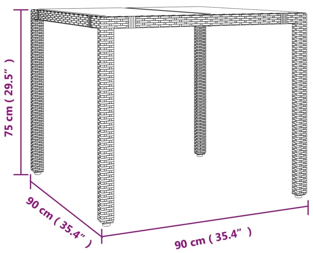 3 pcs conjunto de bistrô para jardim c/ almofadões vime PE bege