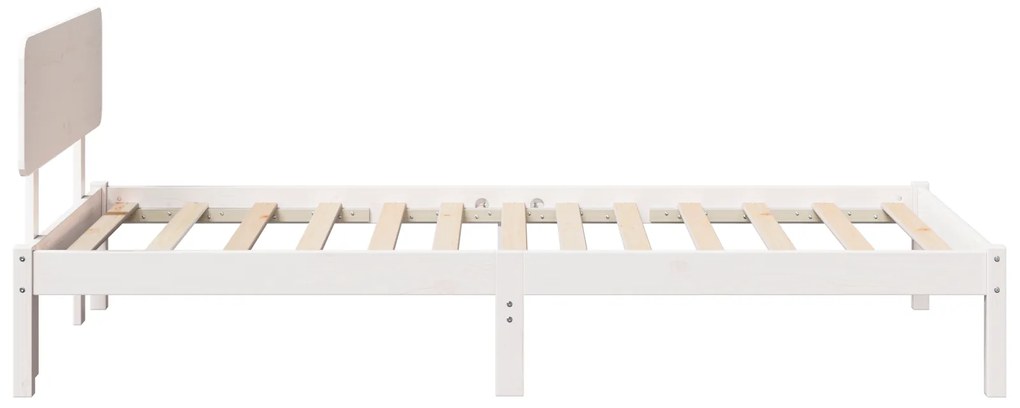 Estrado de Cama com Cabeceira Branca 90x200 cm Madeira de Pinho Maciça