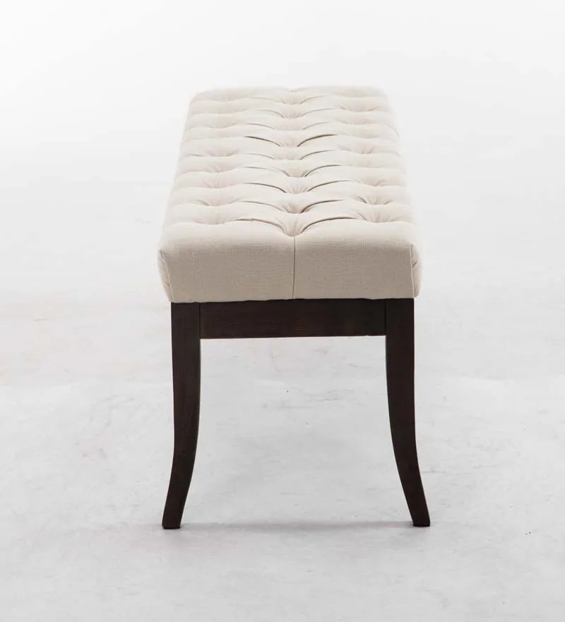 Banco Ramses em tecido com estrutura em antigo escuro 46 x 120 x 38 cm Creme