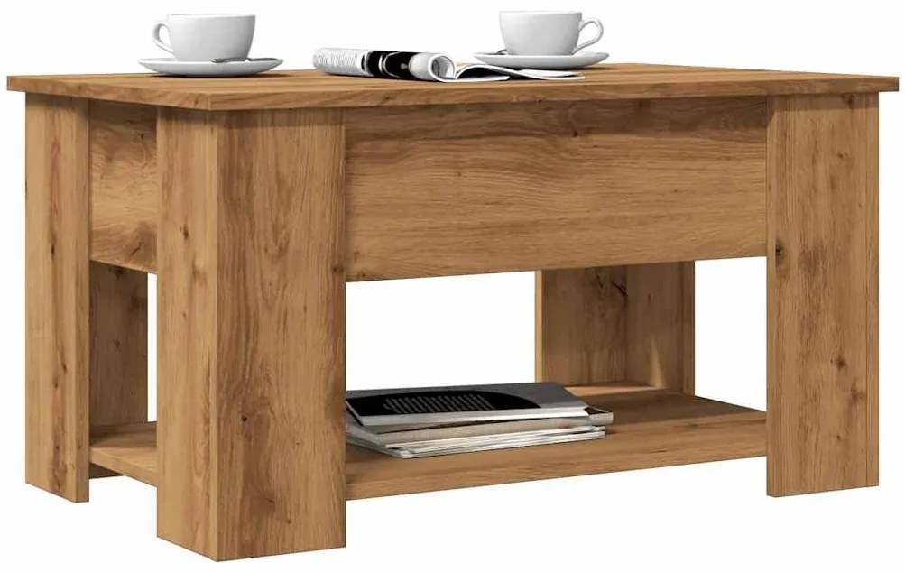 vidaXL Mesa centro 79x49x41 cm derivados madeira carvalho artisiano