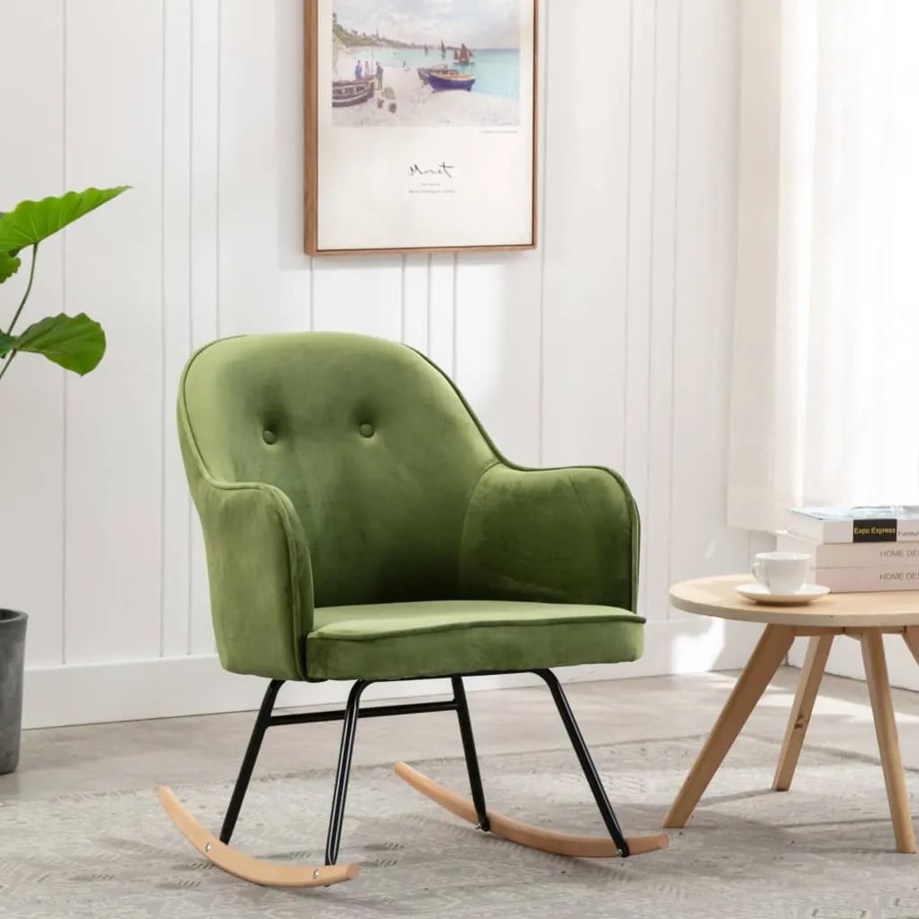 289521 vidaXL Cadeira de baloiço veludo verde-claro