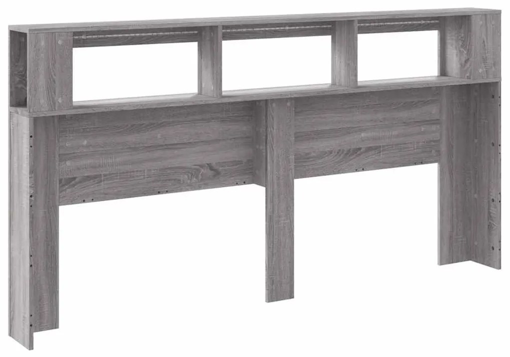 Cabeceira c/ LEDs 200x18,5x103,5 cm deriv. madeira cinza sonoma