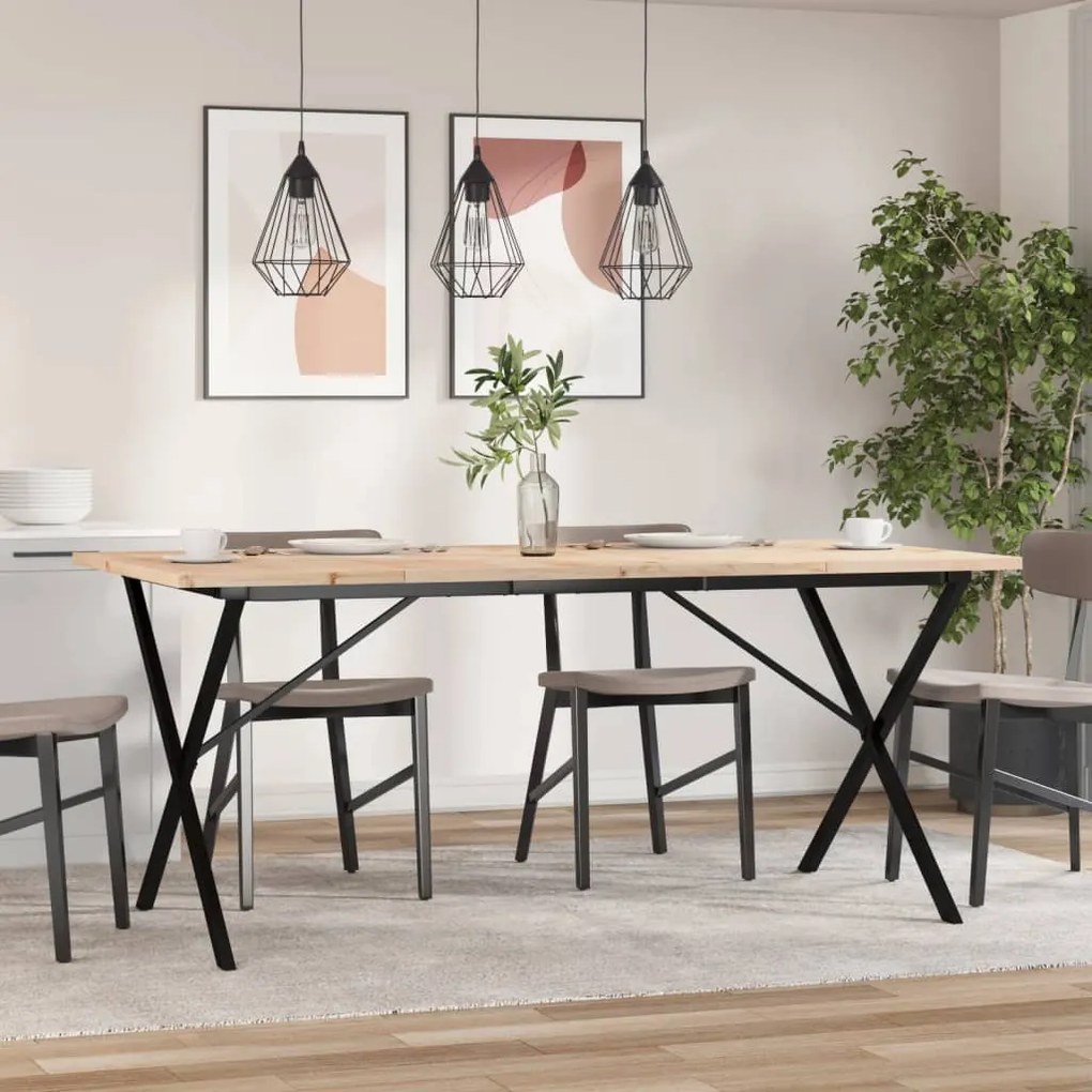 Mesa de jantar estrutura em X 180x90x75,5cm pinho/aço