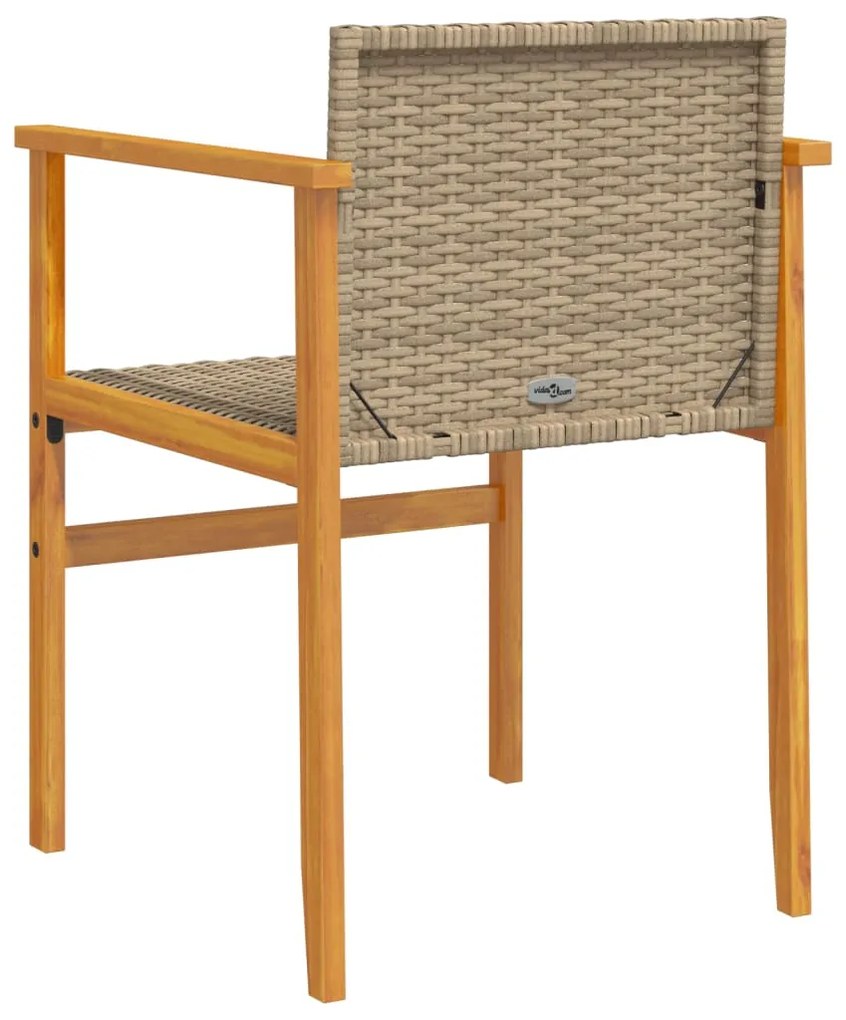 Cadeiras de jardim 2 pcs vime PE/madeira maciça bege