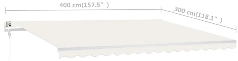 Toldo retrátil manual com postes 4x3 m cor creme