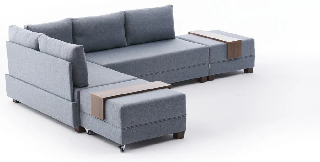 Sofá-cama de canto Fly – Azul – 210x70x280 cm