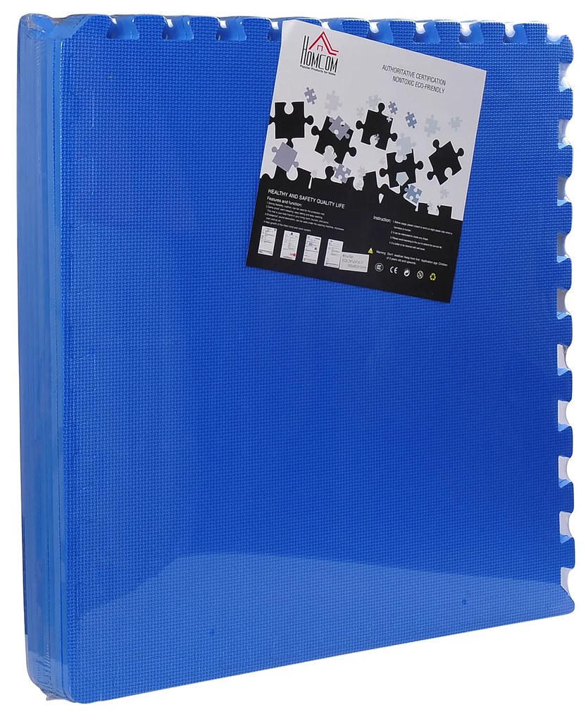HomCom Tapete puzzle para Crianças e Bebés - Azul - Borracha Espuma EVA - 2,88 m²
