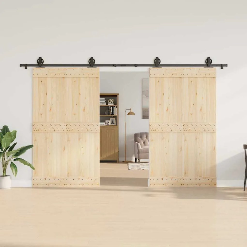 Kit de ferragens para porta deslizante 366 cm aço preto