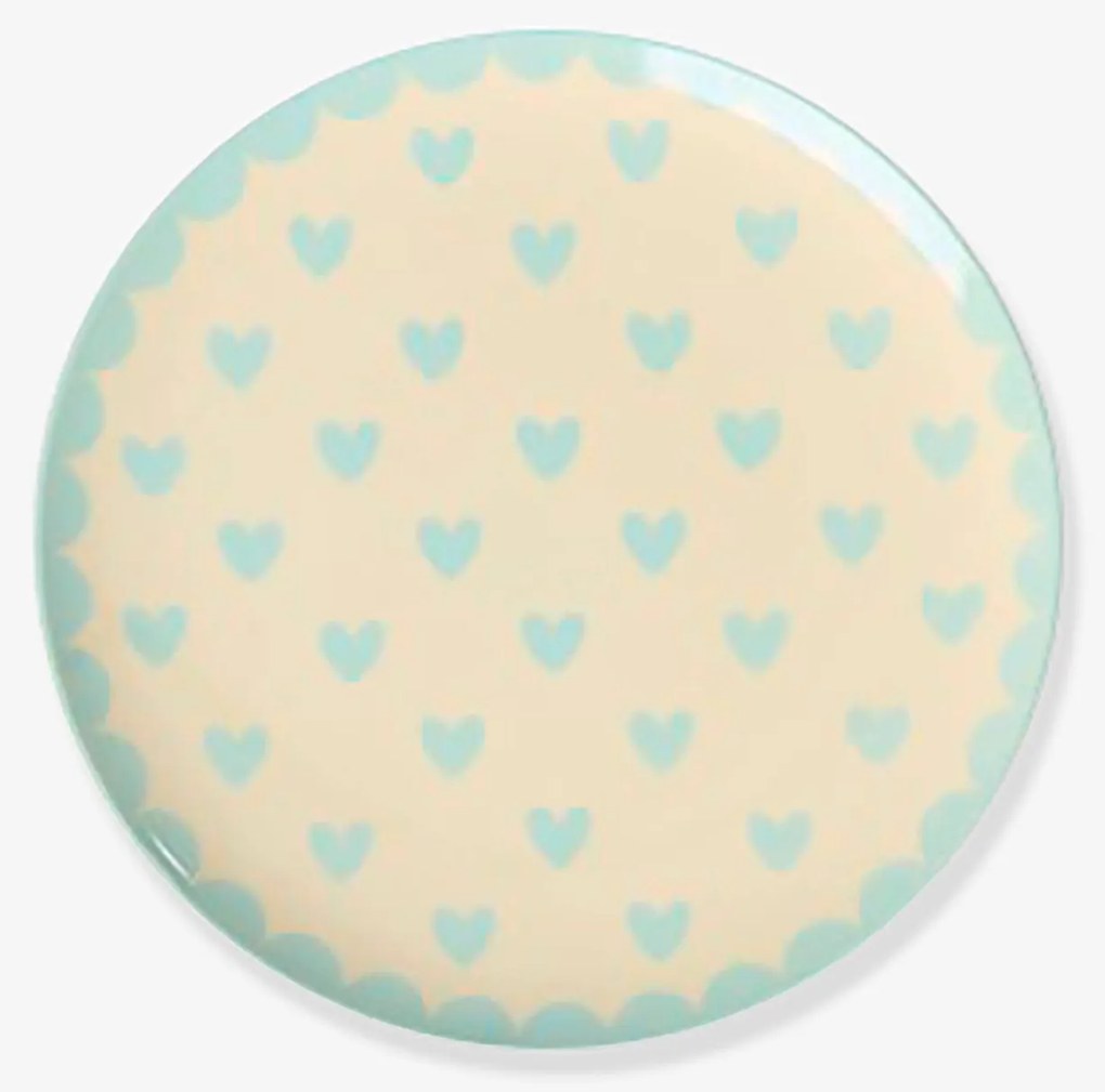 Prato de bolo FAVORITE HEARTS rice para crianças pequeno azul-céu