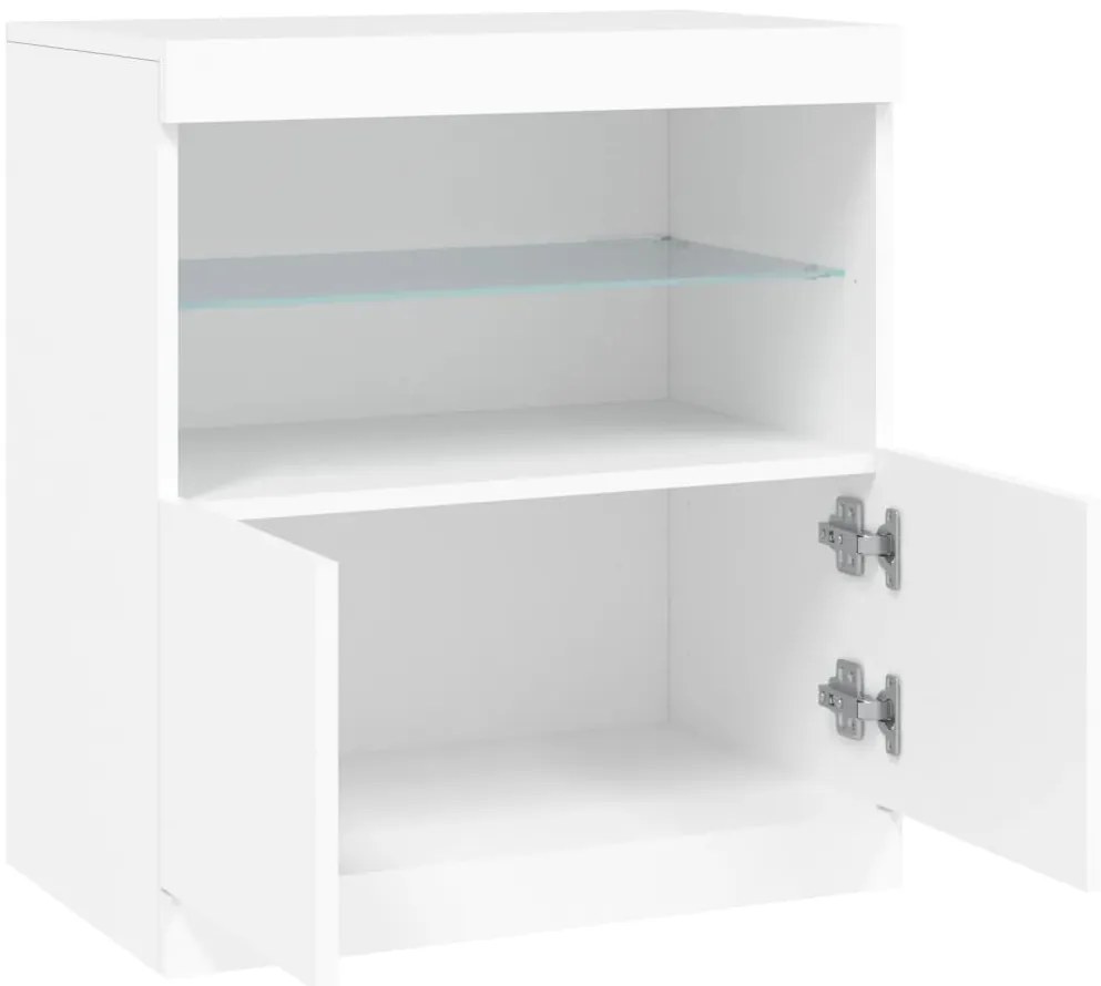 Aparador com luzes LED 60x37x67 cm branco