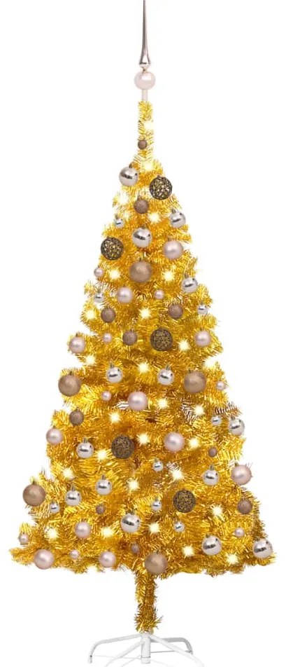 vidaXL Árvore Natal artificial pré-iluminada c/bolas 120cm PET dourado