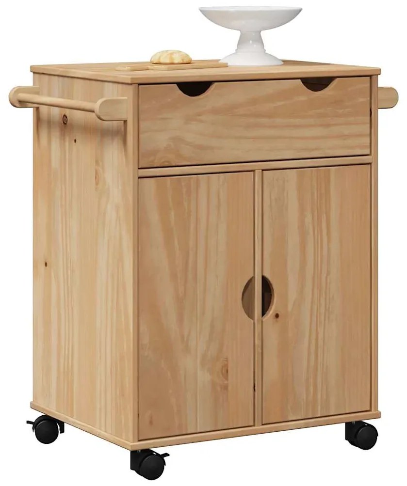 vidaXL Carrinho de cozinha OTTA 59x45x80 cm madeira de pinho maciça