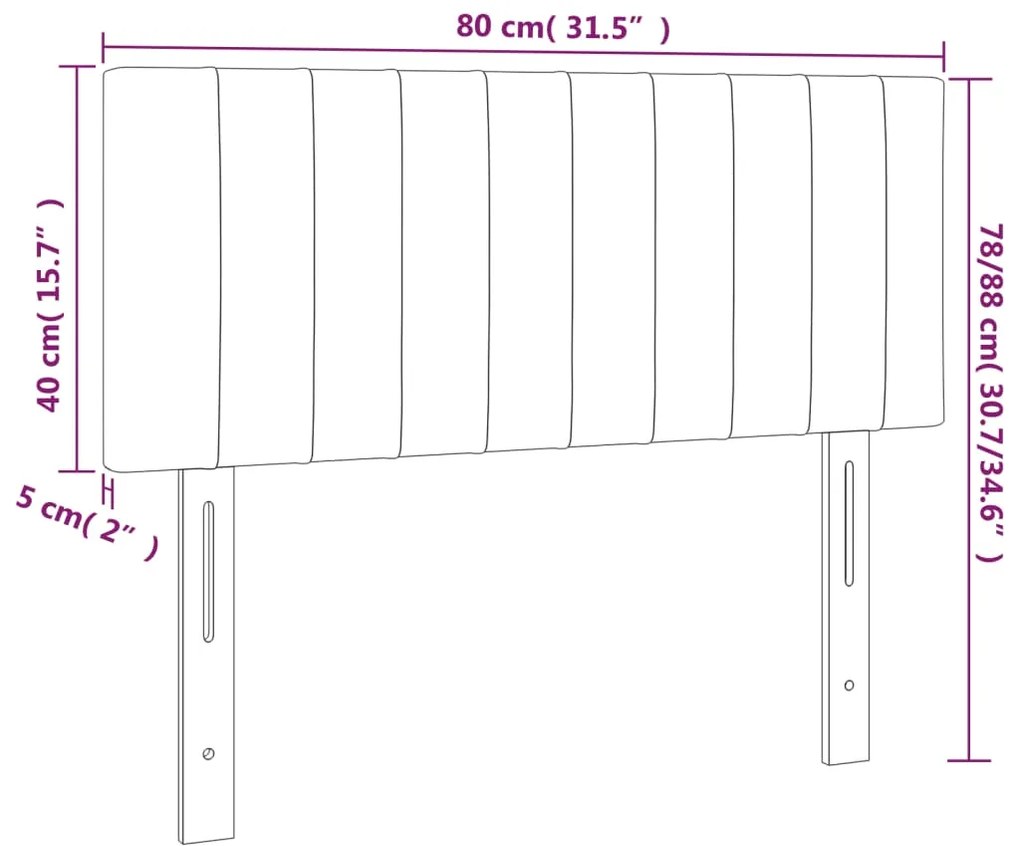 Cabeceira de cama c/ luzes LED veludo 80x5x78/88cm cinza-escuro