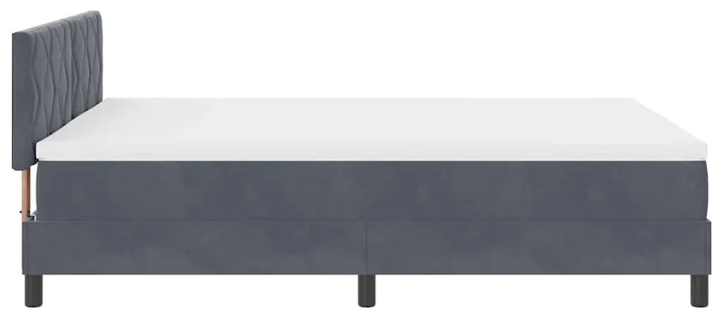 Cama Box Spring vidaXL com Colchão e LED Cinza Escuro 140x200 cm Velud