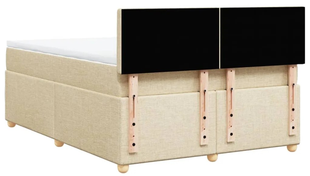 Cama com molas/colchão 160x200 cm tecido cor creme