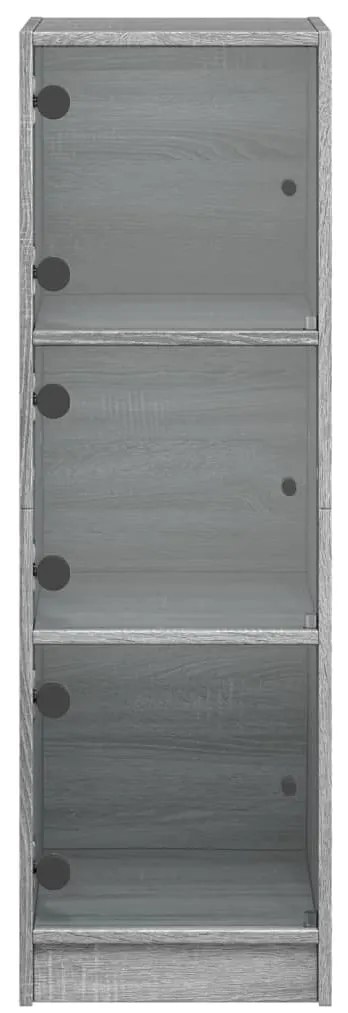 Aparador alto c/ portas de vidro 35x37x109 cm cinzento sonoma