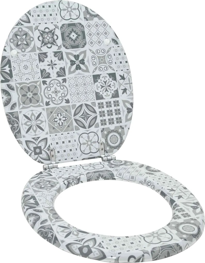 vidaXL Assento de Sanitário com Fechamento Suave Cinzento 44 x 38 cm