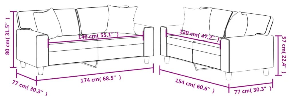2 pcs conjunto sofás c/ almofadas couro artificial cappuccino
