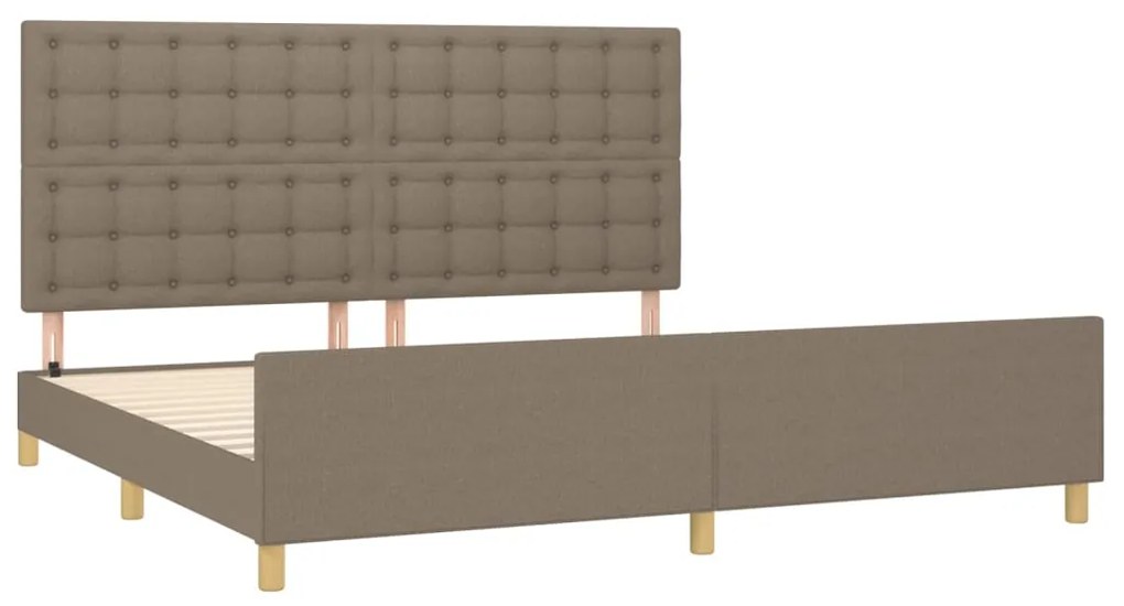 Cama sem colchão 200x200 cm tecido cinzento-acastanhado
