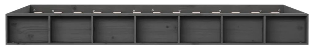 Estrutura de cama casal 135x190 cm madeira maciça cinzento
