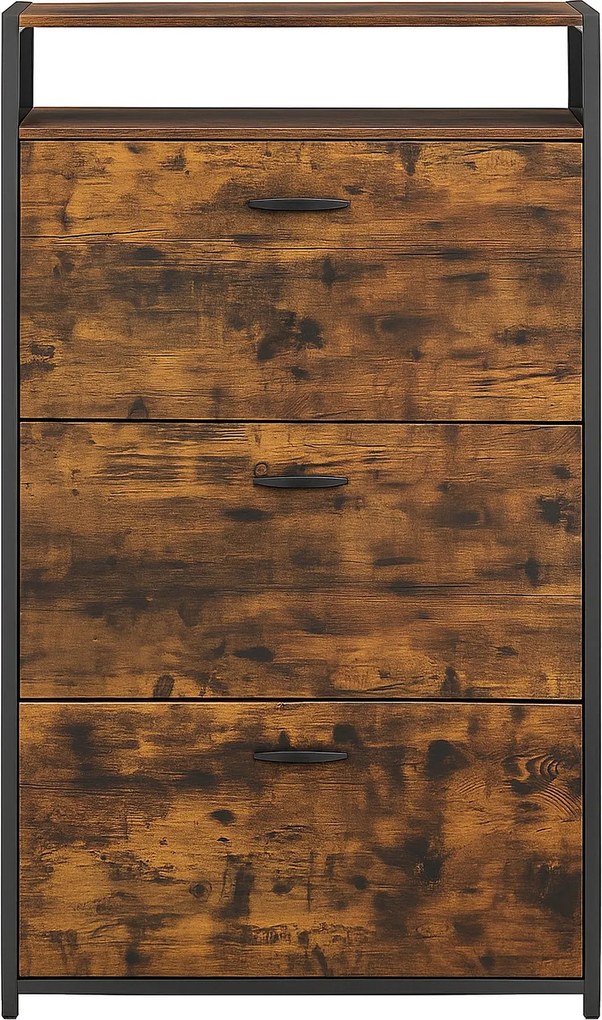 Sapateira Armário para sapatos com 3 portas 80 x 30 x 130 cm castanho vintage-preto