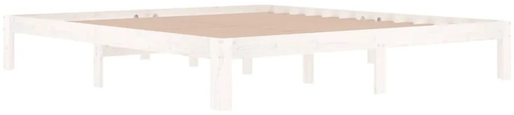 Estrutura de cama super king pinho maciço 180x200 cm branco