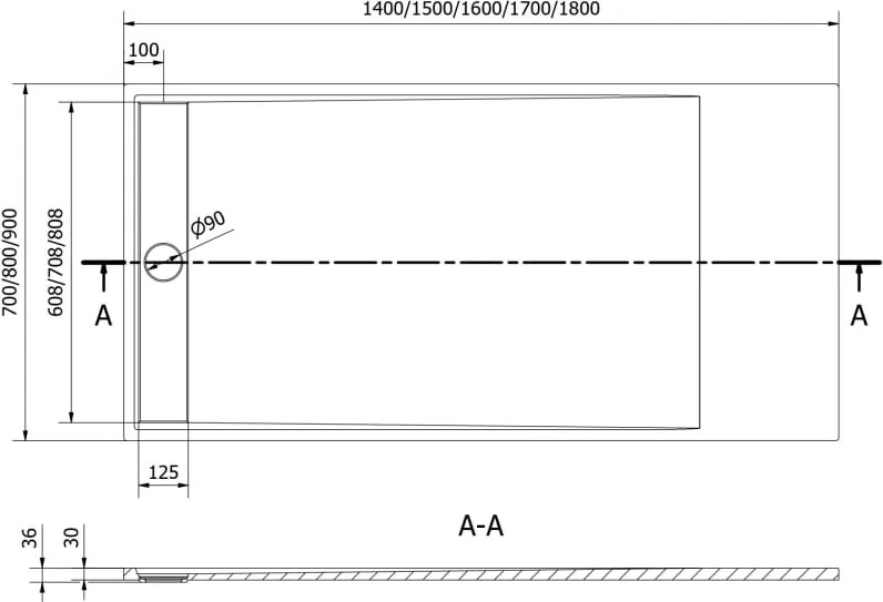Mexen Amon base de duche retangular SMC 140 x 70 cm, branca - 4F107014