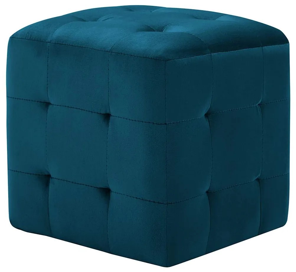 Pufe 2 pcs 30x30x30 cm veludo azul