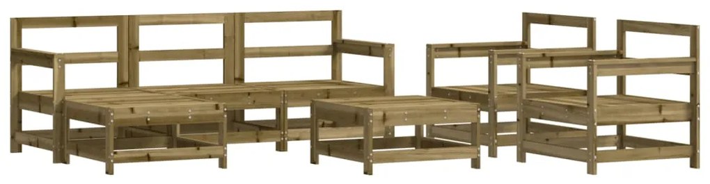 7 pcs conjunto lounge de jardim c/ almofadões pinho impregnado