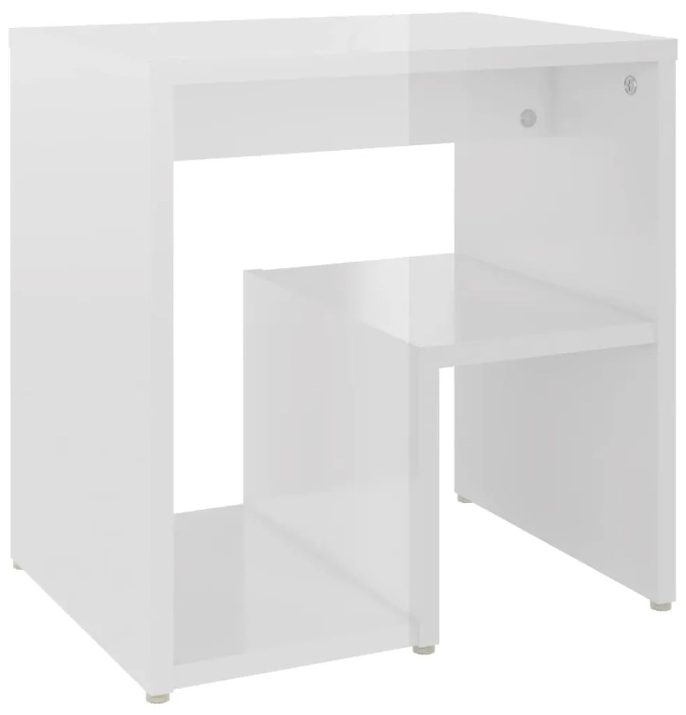 Mesas de cabeceira 2 pcs derivados de madeira branco brilhante