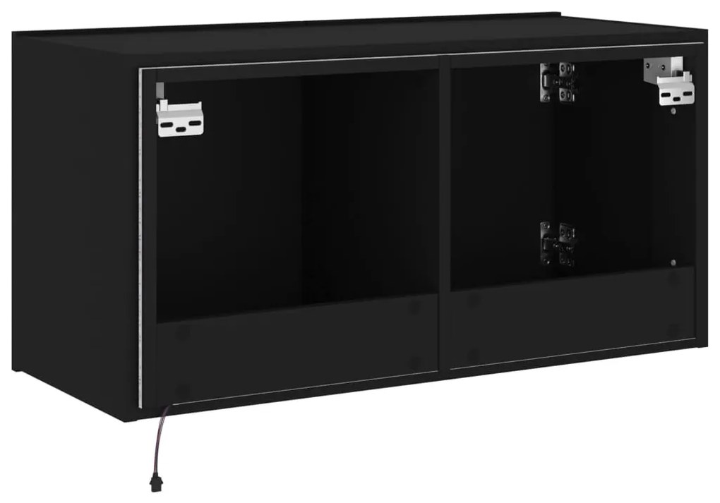 Móvel de parede para TV com luzes LED 80x35x41 cm preto